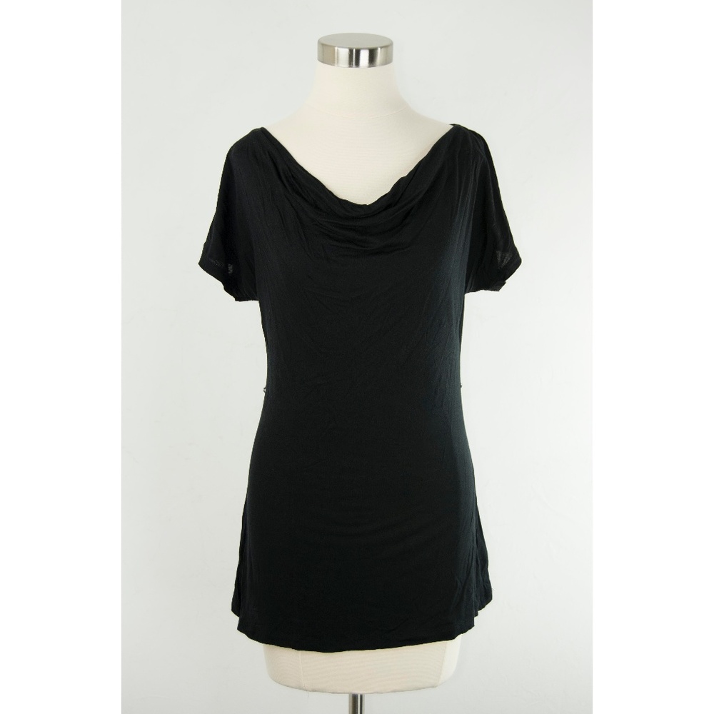 H&M Black Draped Neck Dolman Sleeve Top M